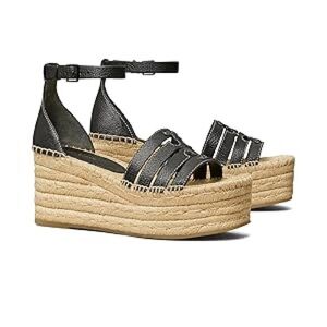 Tory Burch Black and Tan Wedge Sandals